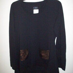 LOGO Blk/Gold  Sequin Pockets Top Size XS NEW